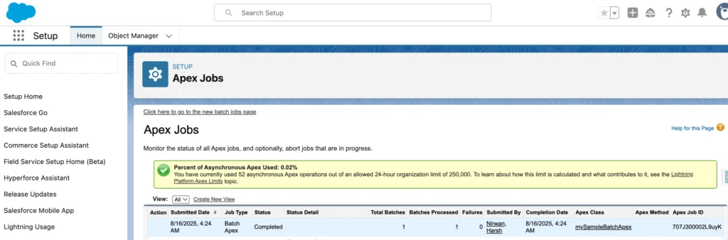 check scheduled apex batch class from here